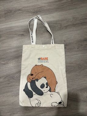 We Bare Bears Canvas Tote Bag - Cream with Brown & Black Bears